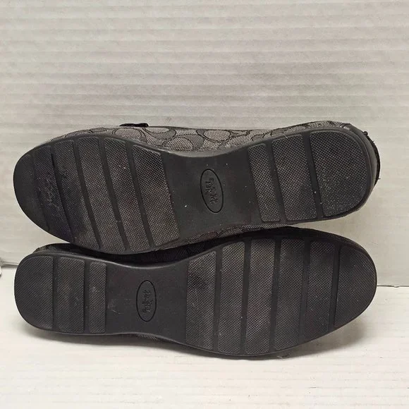 Coach Olive Black Gray Signature Logo Print Canvas Leather Loafer Shoes 10 40 - Picture 13 of 15